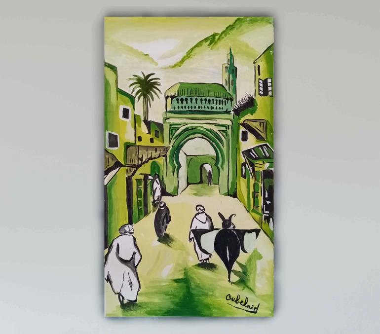 Original Impressionism Cities Painting by Mohamed Oubelaid