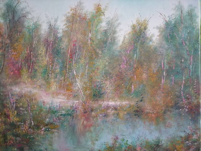 Original Landscape Painting by Ljubo Ordzanovski | Impressionism Art on Canvas | By the lake