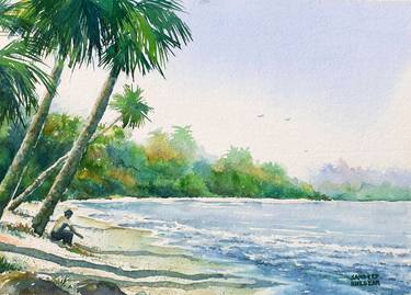 Print of Beach Paintings by Sandeep Khedkar