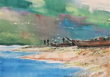 Print of Sailboat Paintings by Sandeep Khedkar