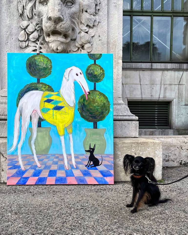 Original Contemporary Dogs Painting by Sofiia Bortnikova