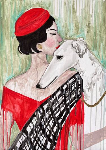 Print of Dogs Paintings by Sofiia Bortnikova