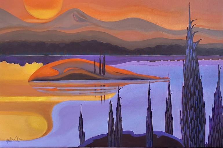 Original Landscape Painting by Yuksel Hassan | Contemporary Art on Canvas | In The Heat Of The Night