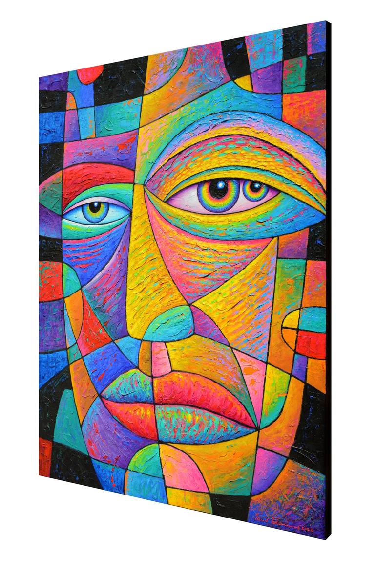 Original Cubism Abstract Painting by Opas Chotiphantawanon