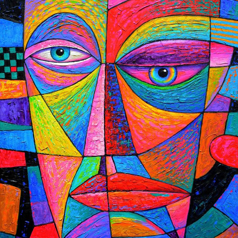 Original Cubism Abstract Painting by Opas Chotiphantawanon