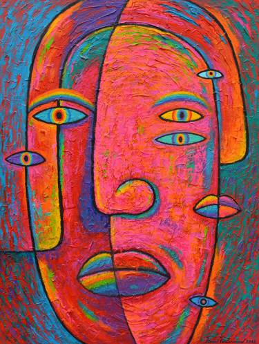 Print of Portraiture Abstract Paintings by Opas Chotiphantawanon