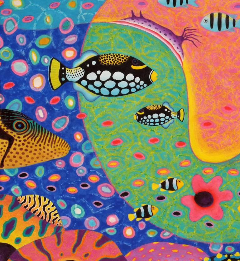 Original Contemporary Fish Painting by Opas Chotiphantawanon