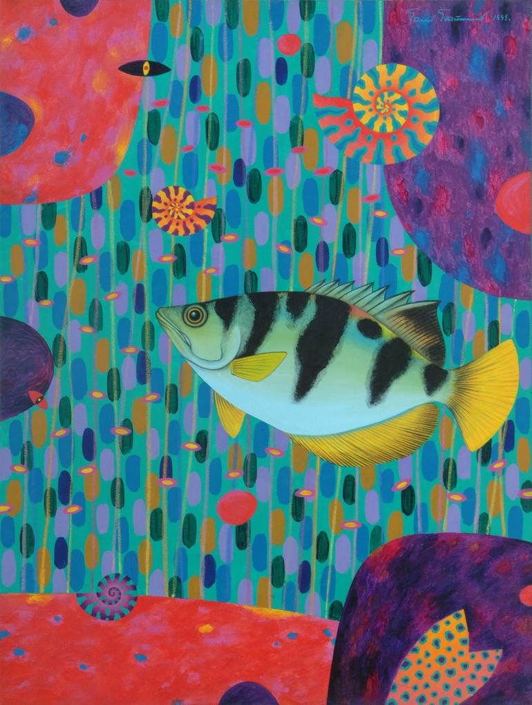 Original Contemporary Fish Painting by Opas Chotiphantawanon