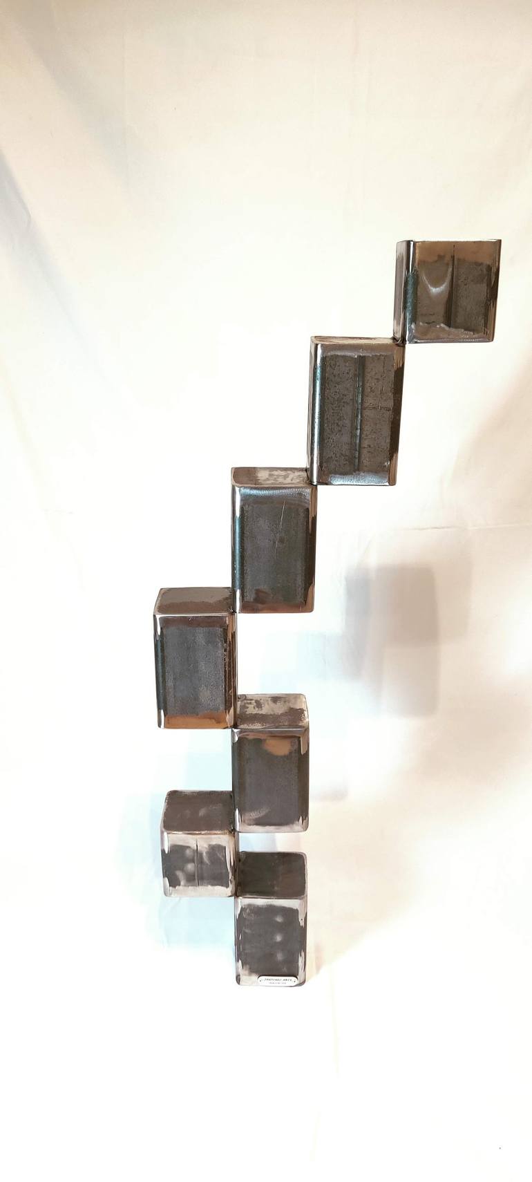 Metal Art Cube Sculpture 'Podium Effect' Steel Gravity Defying Sculpture by  Jovanny Cosme