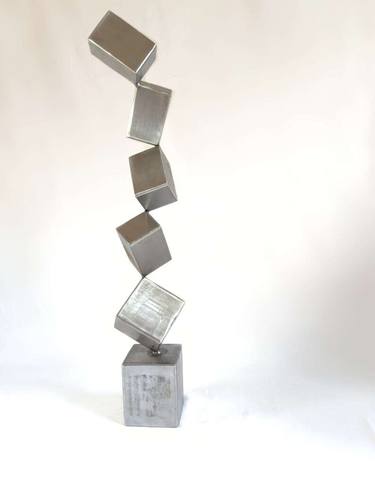 Metal Abstract Cube Art Sculpture 'Equilibrium 6' 'Equilibrium 6' thumb