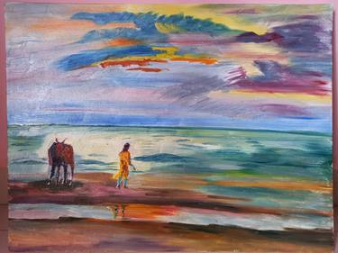 Original Expressionism Beach Paintings by Julia Chubutkina