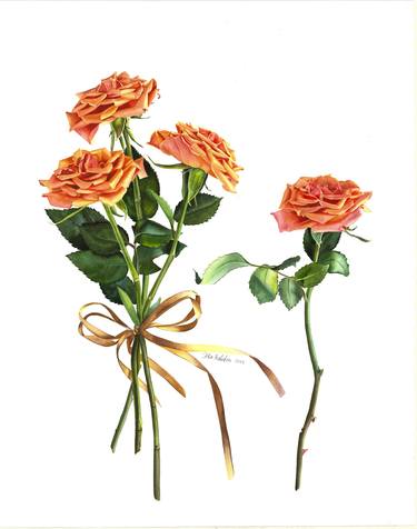 Original Illustration Floral Paintings by Olha Riabokon