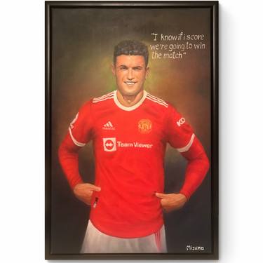 Cristiano Ronaldo Original Oil on Canvas Framed Painting 77x52cm thumb