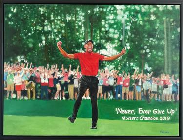 Tiger Woods Augusta 2019 - Original Oil on Canvas 82cmx62cm COA thumb