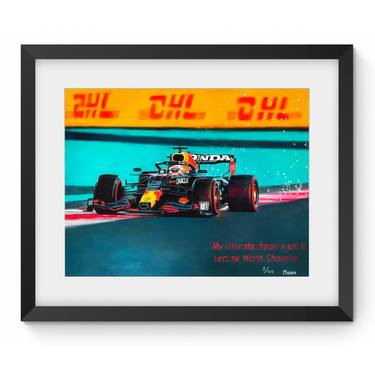 Max Verstappen 2021 Abu Dhabi GP - Giclee Ltd Ed Framed Print COA thumb