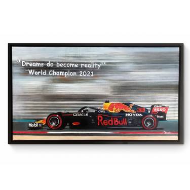 Max Verstappen F1 - Original Oil on Canvas 93cmx54cm COA thumb