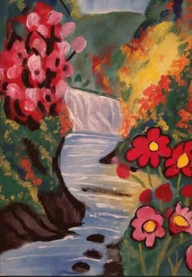 River and flowers painting thumb