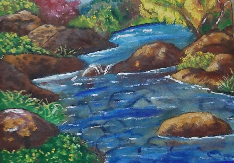 Original Landscape Painting by Tyrone Johnson | Art Deco Art on Canvas | The stoney lake
