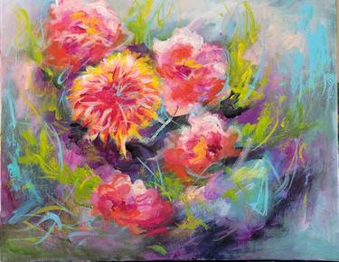 Original Abstract Expressionism Floral Paintings by Leeza Beth