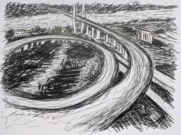 Original Expressionism Cities Drawings by Hugh DeWitte