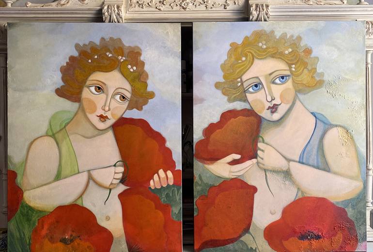 Original Figurative Floral Painting by Natalija Vincic