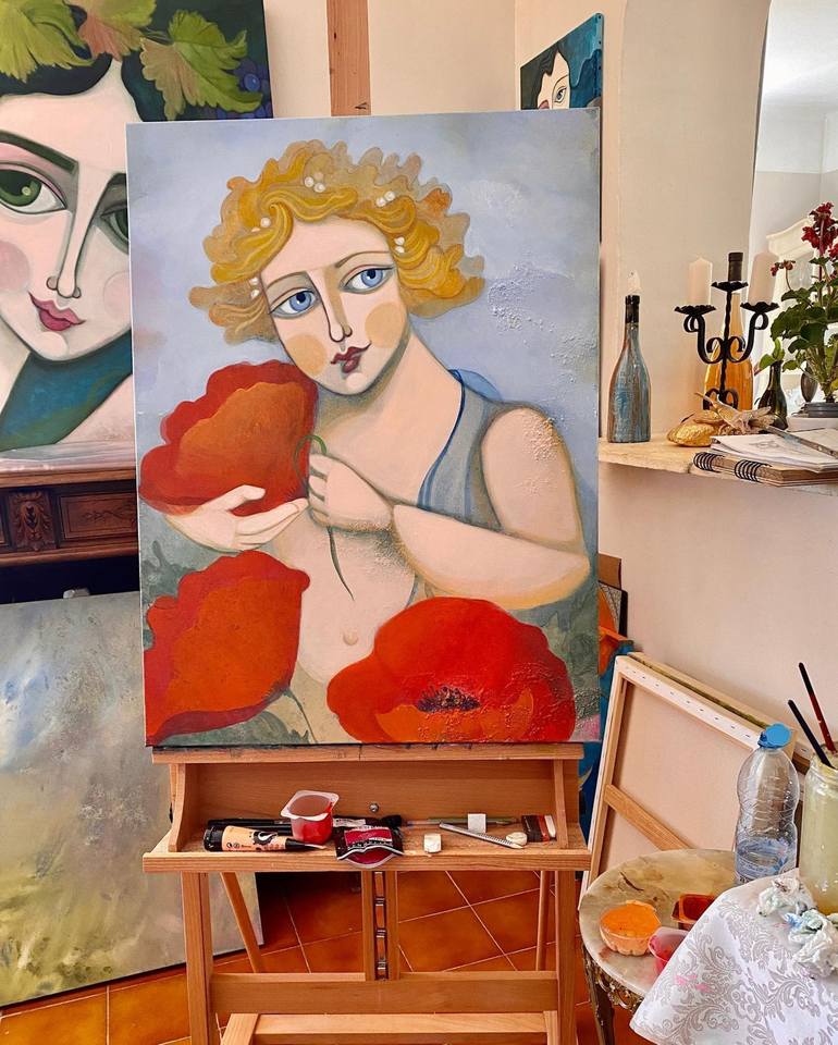 Original Figurative Floral Painting by Natalija Vincic