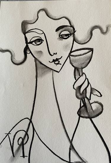 Original Cubism Women Drawing by Natalija Vincic