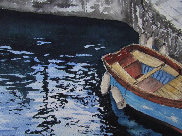 Original Fine Art Boat Painting by Julia Kalinceva
