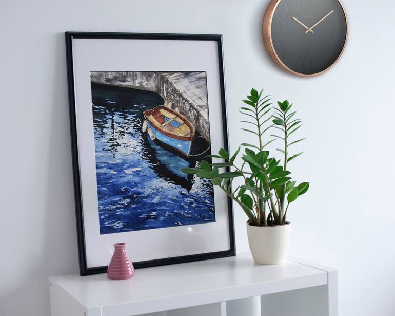 Original Fine Art Boat Painting by Julia Kalinceva