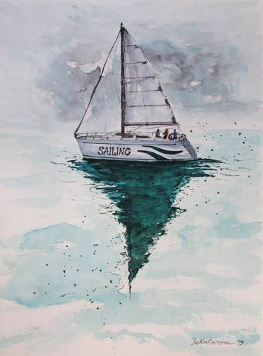Print of Yacht Paintings by Julia Kalinceva