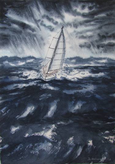 Print of Realism Sailboat Paintings by Julia Kalinceva