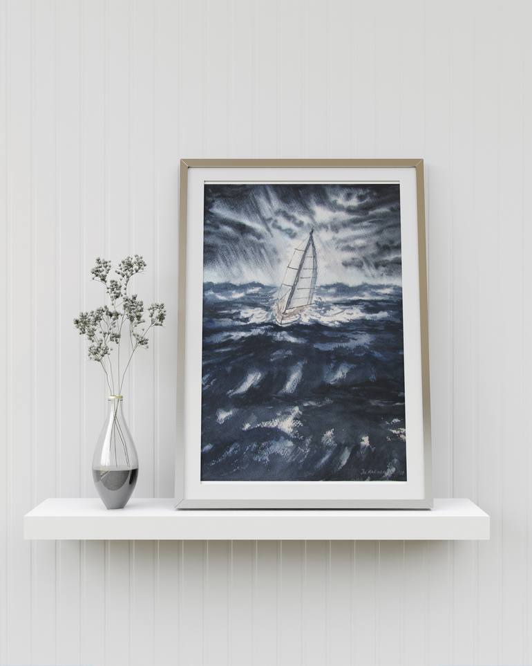 Original Realism Boat Painting by Julia Kalinceva