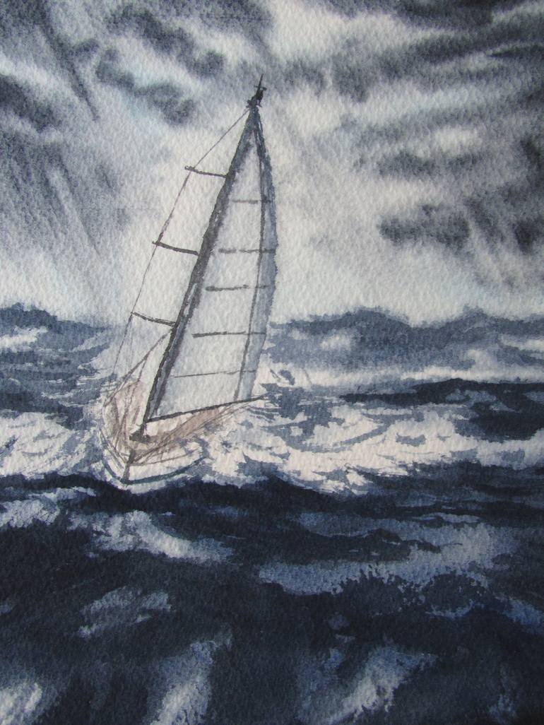 Original Realism Sailboat Painting by Julia Kalinceva