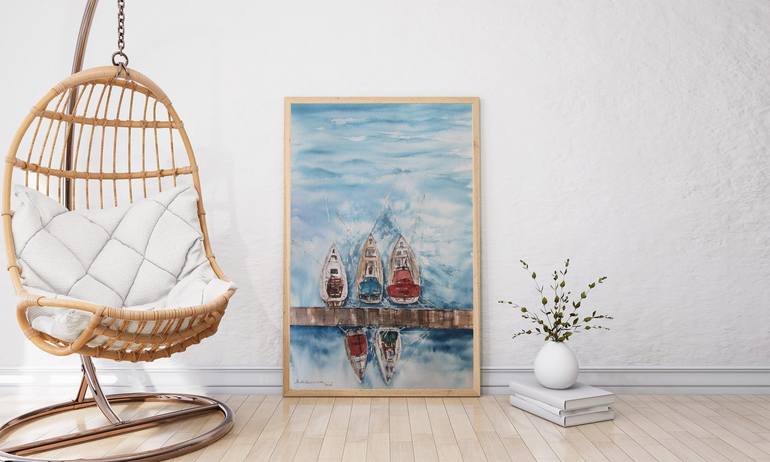 Original Conceptual Sailboat Painting by Julia Kalinceva