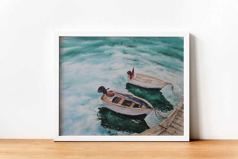 Original Realism Boat Painting by Julia Kalinceva