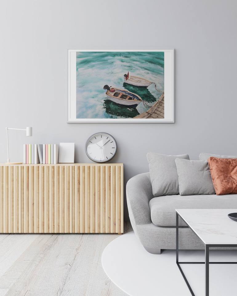 Original Realism Boat Painting by Julia Kalinceva