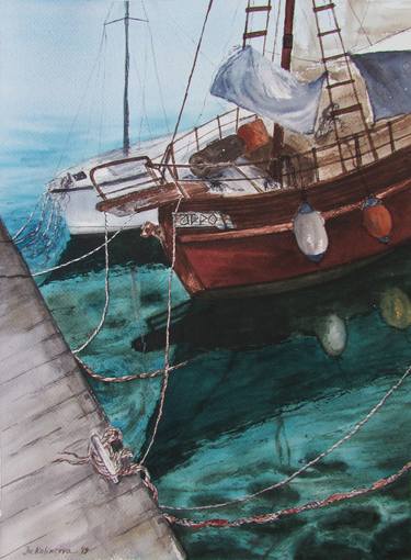Print of Realism Sailboat Paintings by Julia Kalinceva