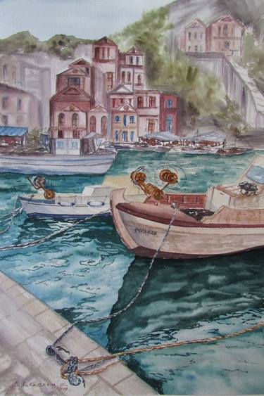 Print of Realism Boat Paintings by Julia Kalinceva
