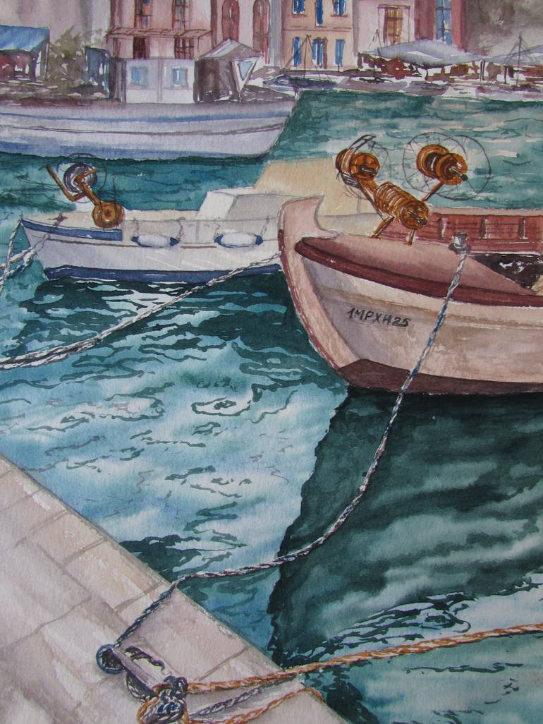 Original Realism Boat Painting by Julia Kalinceva