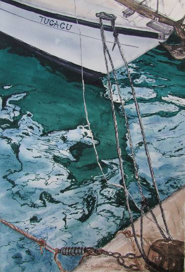 Print of Realism Yacht Paintings by Julia Kalinceva