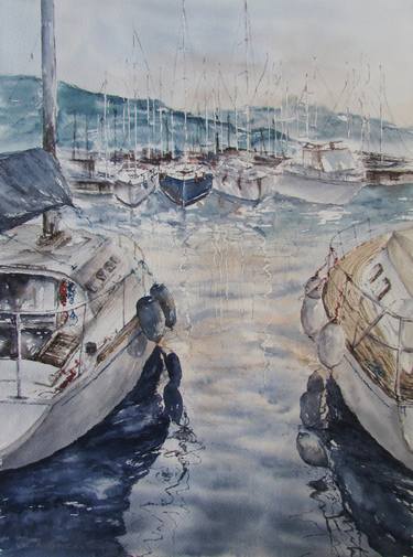 Print of Yacht Paintings by Julia Kalinceva