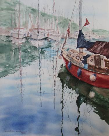 Original Realism Yacht Paintings by Julia Kalinceva