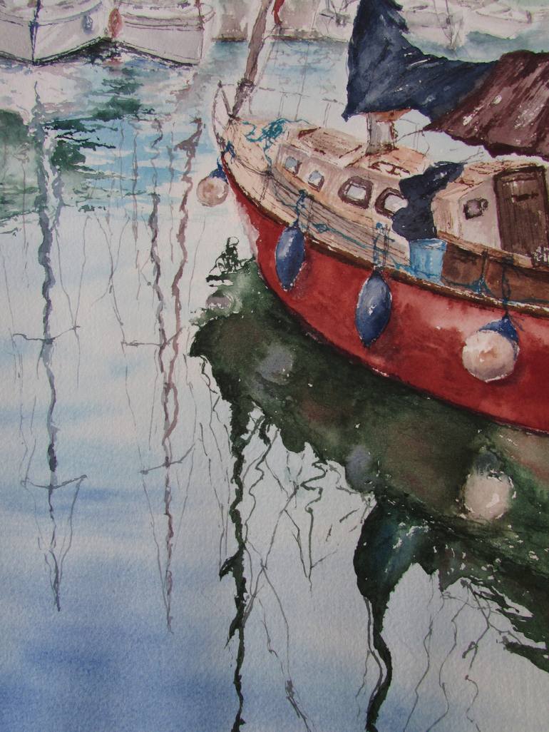 Original Realism Yacht Painting by Julia Kalinceva