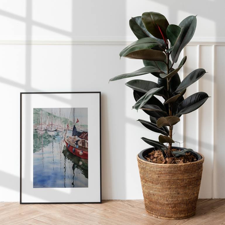 Original Realism Yacht Painting by Julia Kalinceva