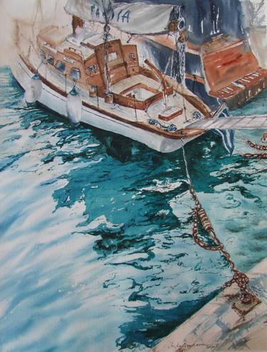 Print of Realism Yacht Paintings by Julia Kalinceva