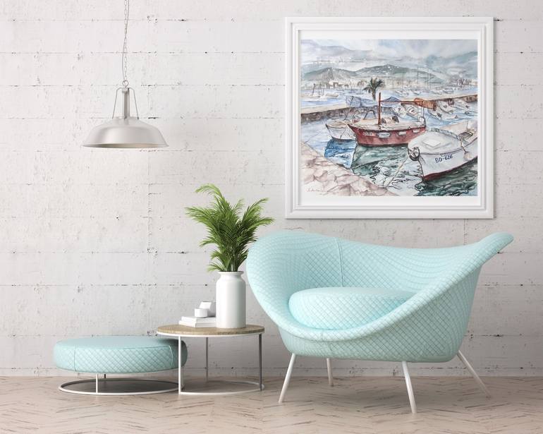 Original Realism Boat Painting by Julia Kalinceva