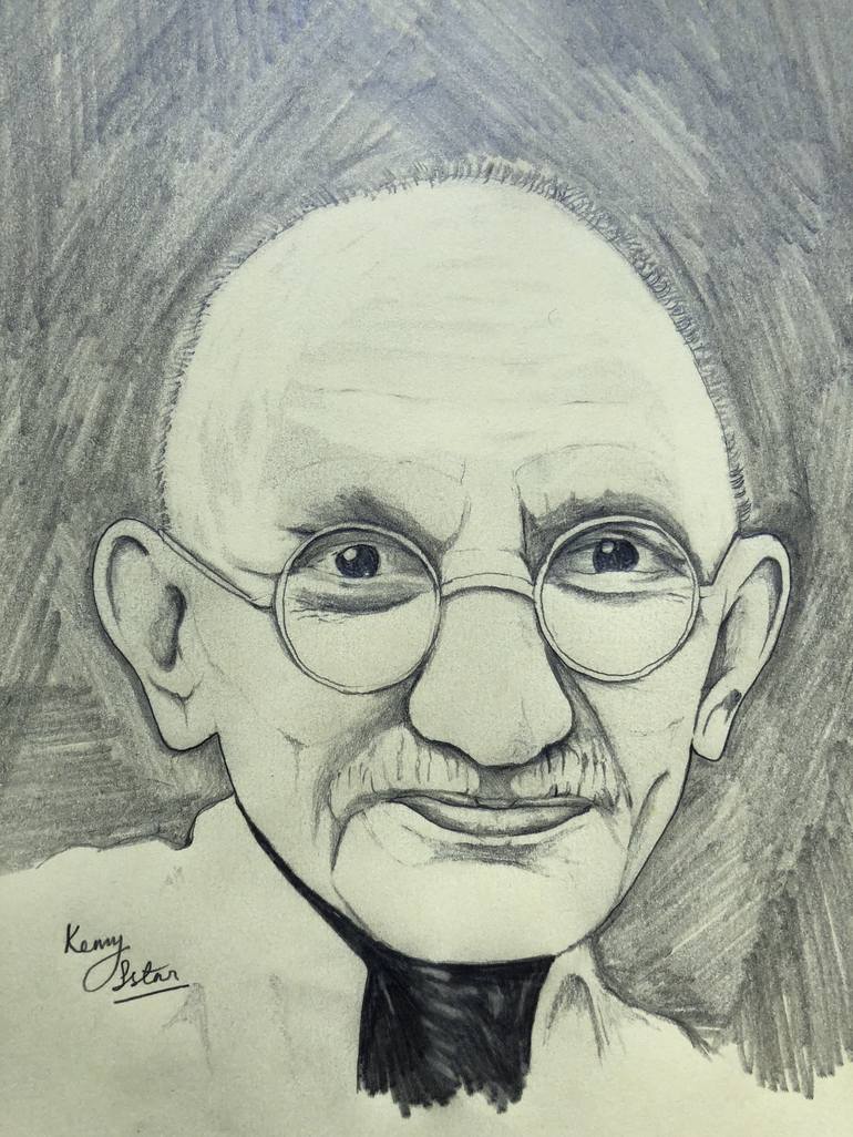 Mahatma Gandhi Drawing by Kanageswaran Sanasee | Saatchi Art