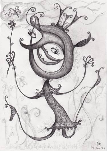 RL Art NZ - My Little Fairy - Quirky Dancing Illustration Drawing thumb