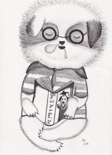RL Art NZ - What Is Chaf Reading - Cute Funny Sleeping Pet Puppy thumb