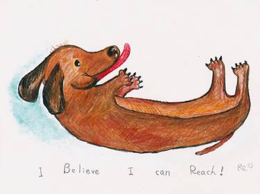 RL Art NZ - Overly Optmistic - Cute Funny Dachshund Sausage Dog thumb